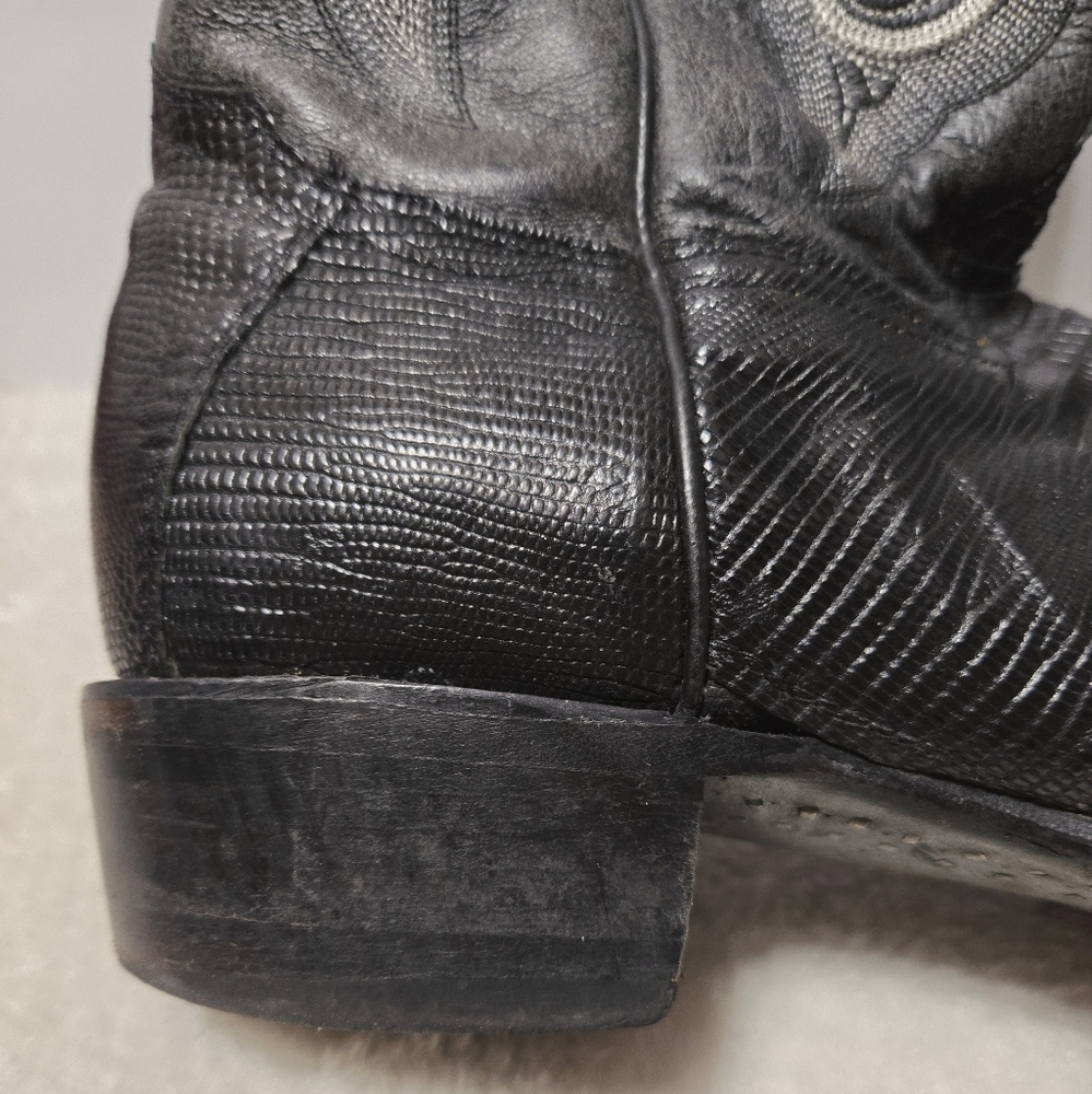 El General 1901 Lizard Print Point Toe Western Cowboy Black Boots GUC Size: 10 - Picture 9 of 15